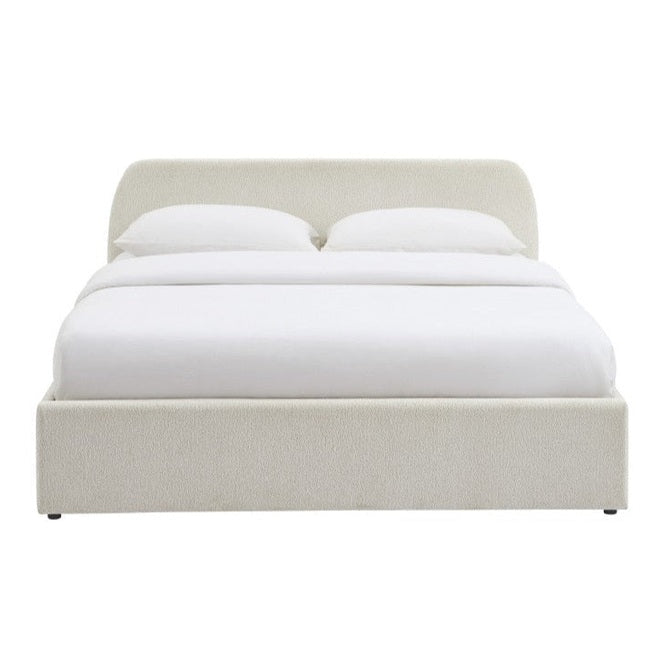 Lit coffre chenille blanc avec sommier