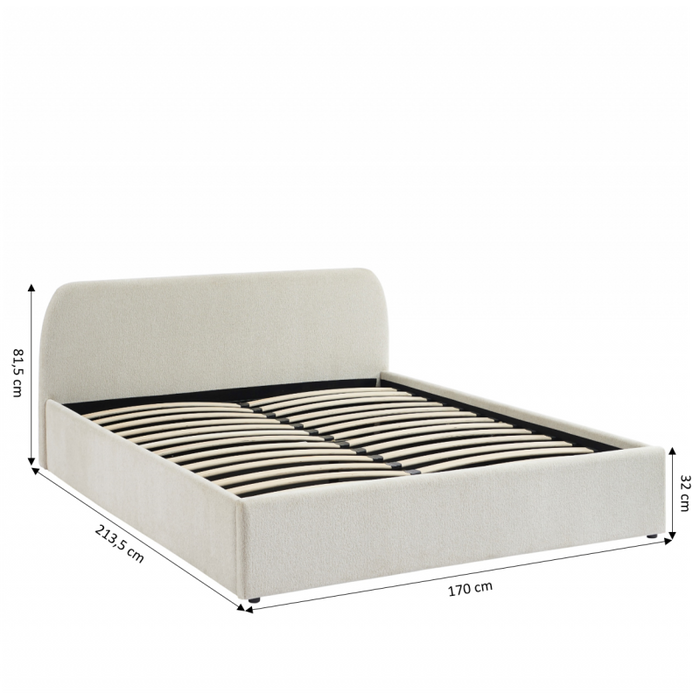 Lit coffre tissu chenille et bois Chanas