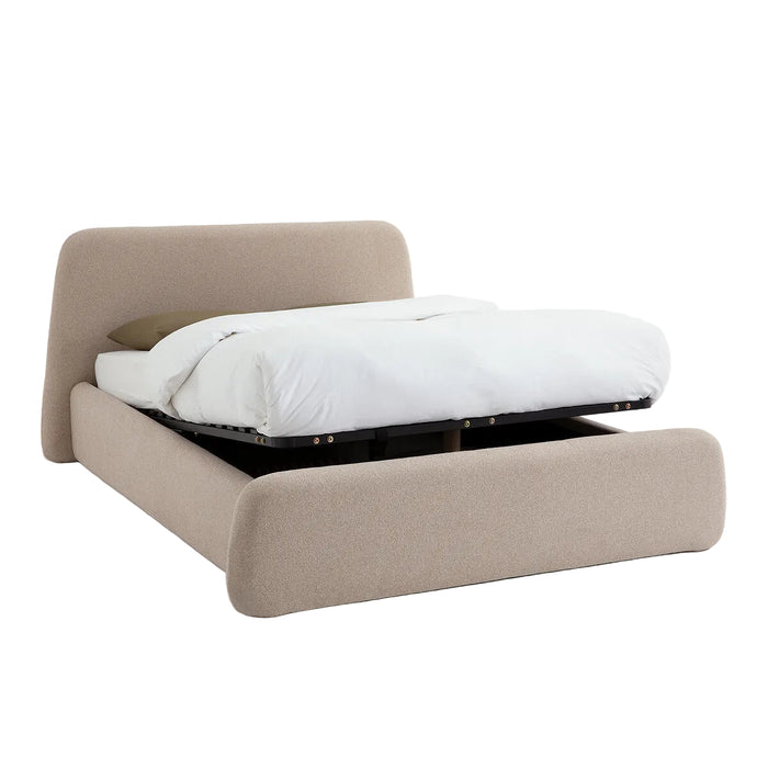 Lit coffre Skagen en tissu texturé beige – vue d'ensemble