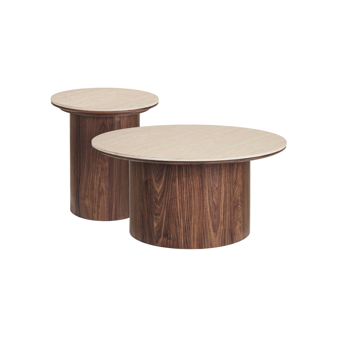 Set of 2 Delphes travertine effect coffee tables