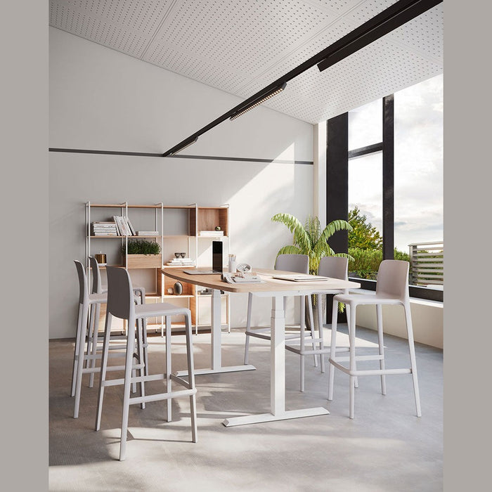 Bureau assis-debout Mobility – tables hautes blanches