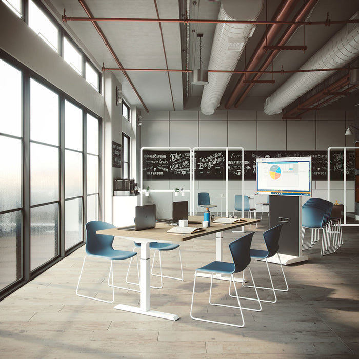 Bureau assis-debout Mobility – réunion assise, vue de côté