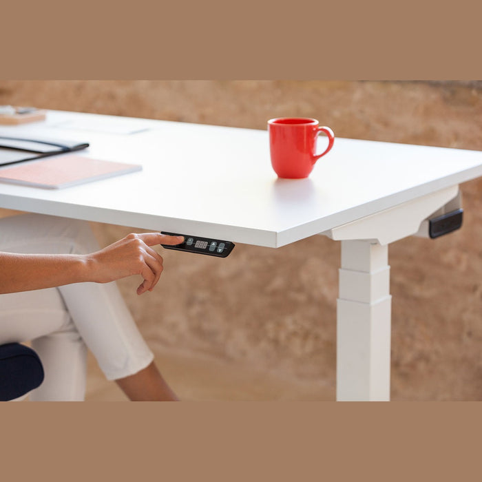 Bureau assis-debout Mobility blanc – réglage de la hauteur à la commande