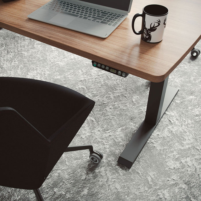 Bureau assis-debout Mobility plateau foncé – détail de la commande