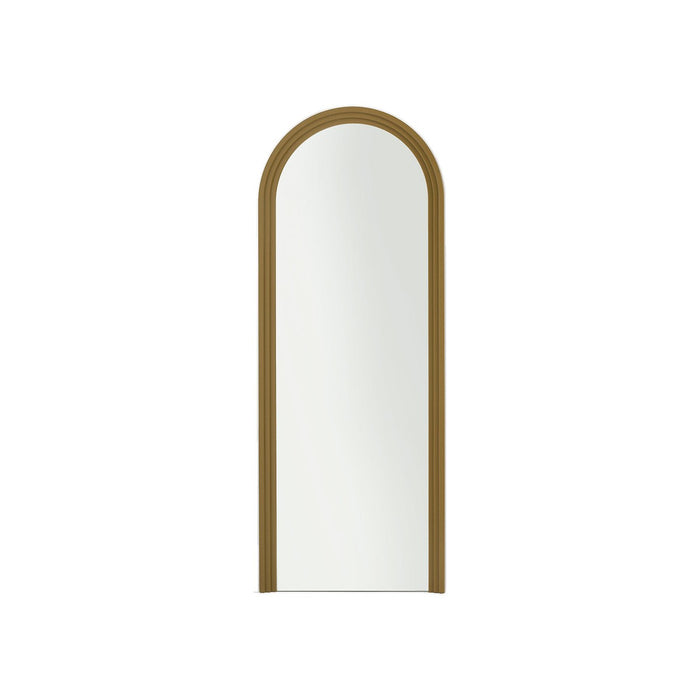 Miroir Letsi en pied à sommet arrondi avec cadre bronze, sur fond blanc