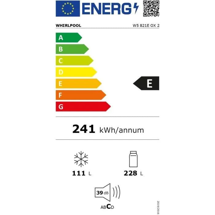 Réfrigérateur combiné 340 L - Whirlpool