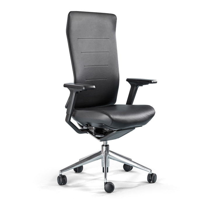Siège de bureau TNK Flex noir sans têtière – vue de trois quarts détourée
