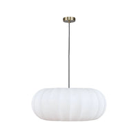 Suspension Akita blanc satiné et laiton brossé – vue détourée