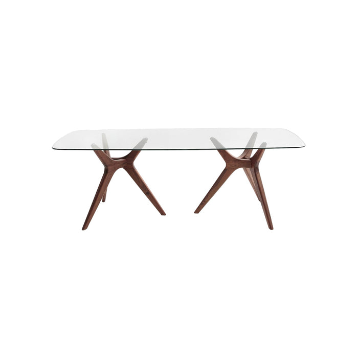 Table à manger plateau verre et noyer Maricielo - AM.PM