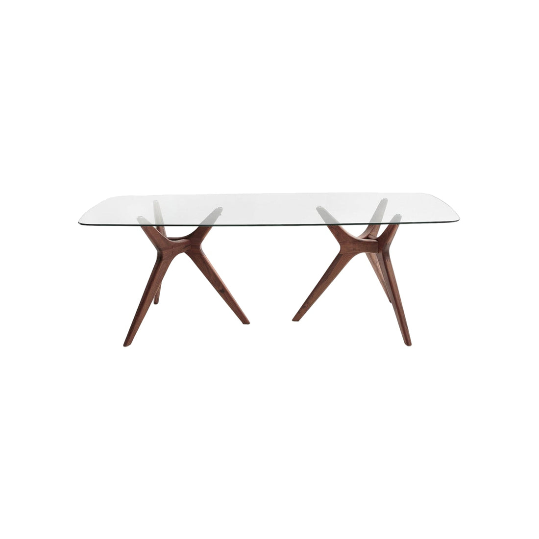 Table à manger plateau verre et noyer Maricielo - AM.PM