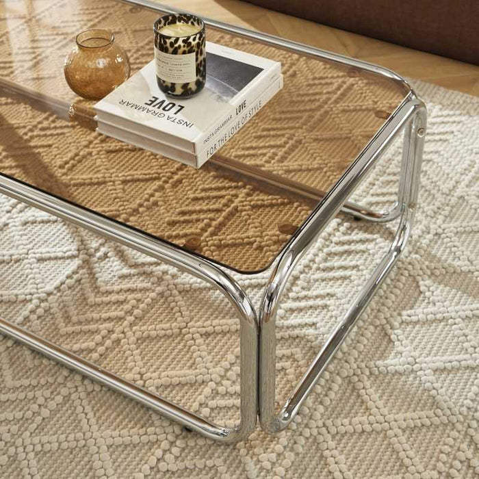 Table basse métal et verre trempé Magitte