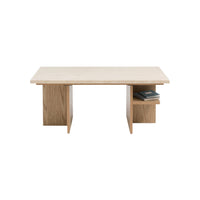 Table basse travertin et chêne Vezins