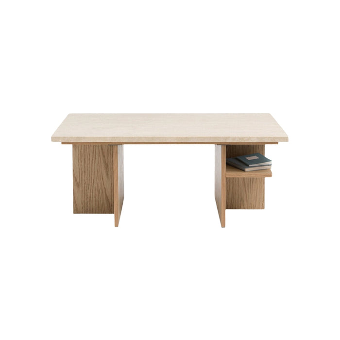 Table basse travertin et chêne Vezins