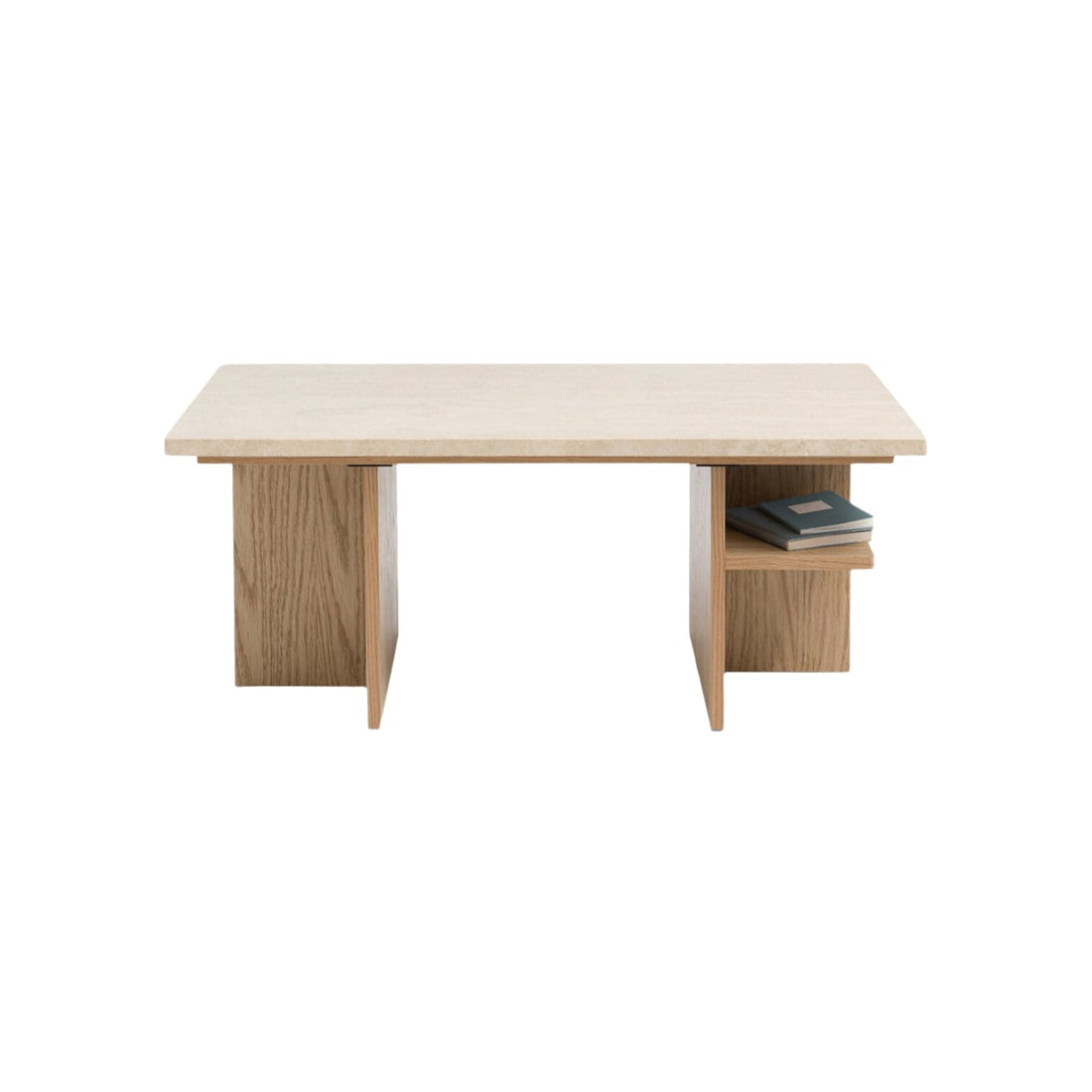 Table basse travertin et chêne Vezins