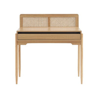 Table de bureau Palio effet bois clair et cannage rotin – vue détourée