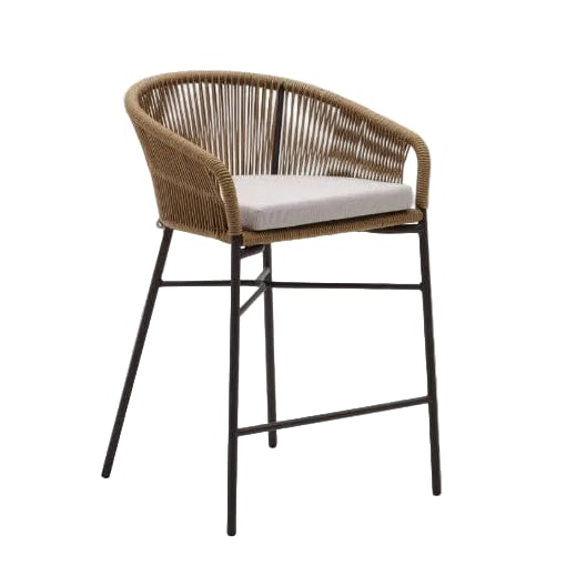 Tabouret d'extérieur résine tressée et bois Loma