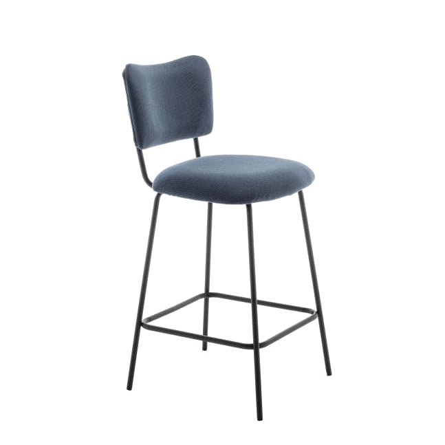 Tabouret velours côtelé et métal Vander bleu