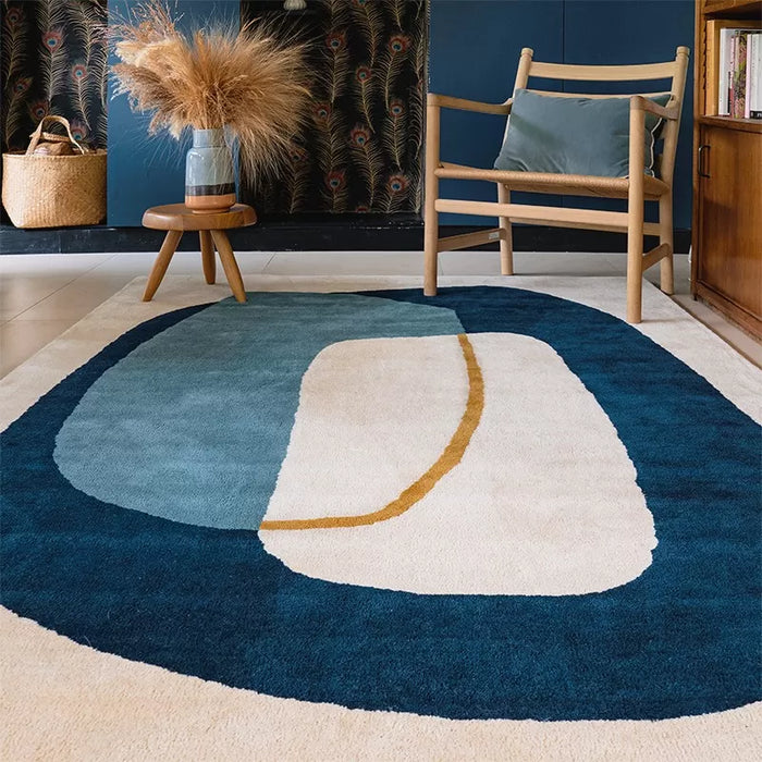 Tapis laine Inclusion Bleu Orage - Edito