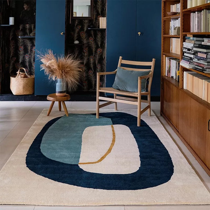 Tapis laine Inclusion Bleu Orage - Edito