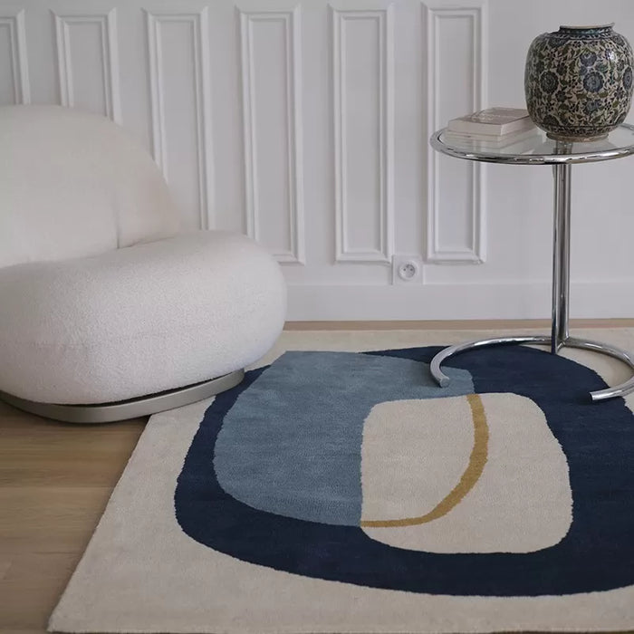 Tapis laine Inclusion Bleu Orage - Edito
