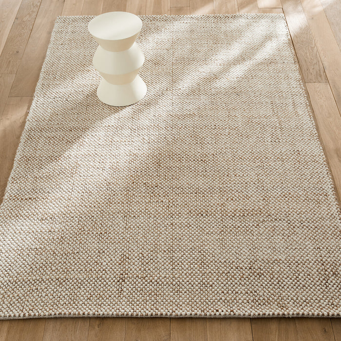 Tapis Ishaan en laine et jute beige ficelle – vue détourée