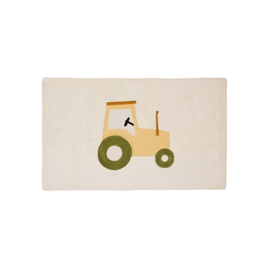 Tapis Pelayo beige motif tracteur – vue détourée