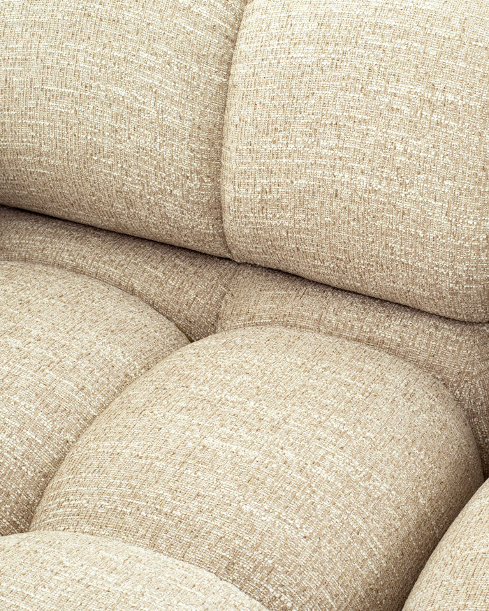 Modular armchair with interchangeable armrests, Waffle Tweed beige