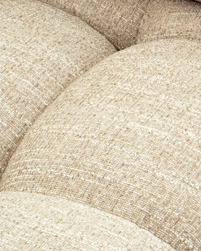 Modular armchair with interchangeable armrests, Waffle Tweed beige