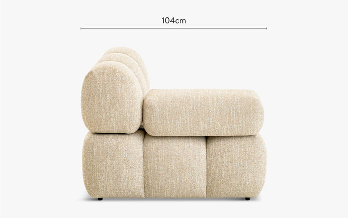 Modular armchair with interchangeable armrests, Waffle Tweed beige