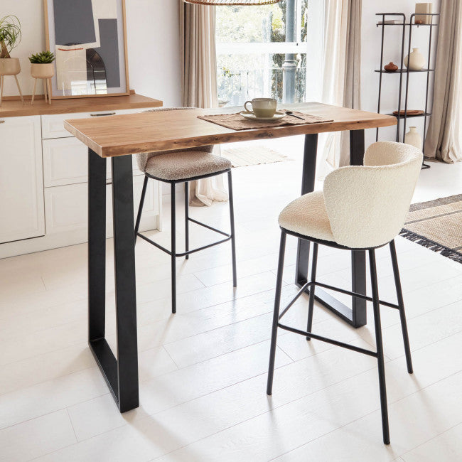Tabouret tissu bouclette et métal Avena