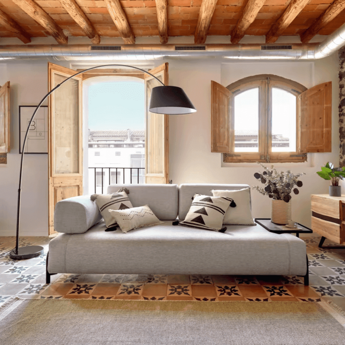 Lampadaire marbre métal et coton Poblet