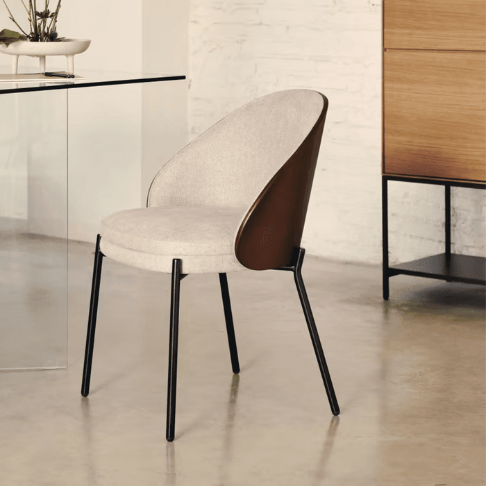 Chaise frêne tissu et métal Brava