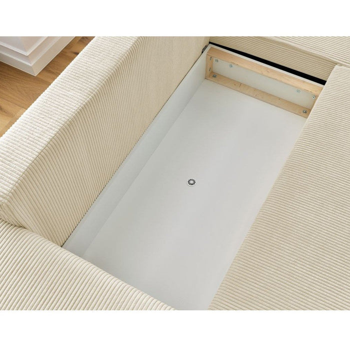 Canapé convertible d'angle velours côtelé avec pouf Nihad - Bobochic