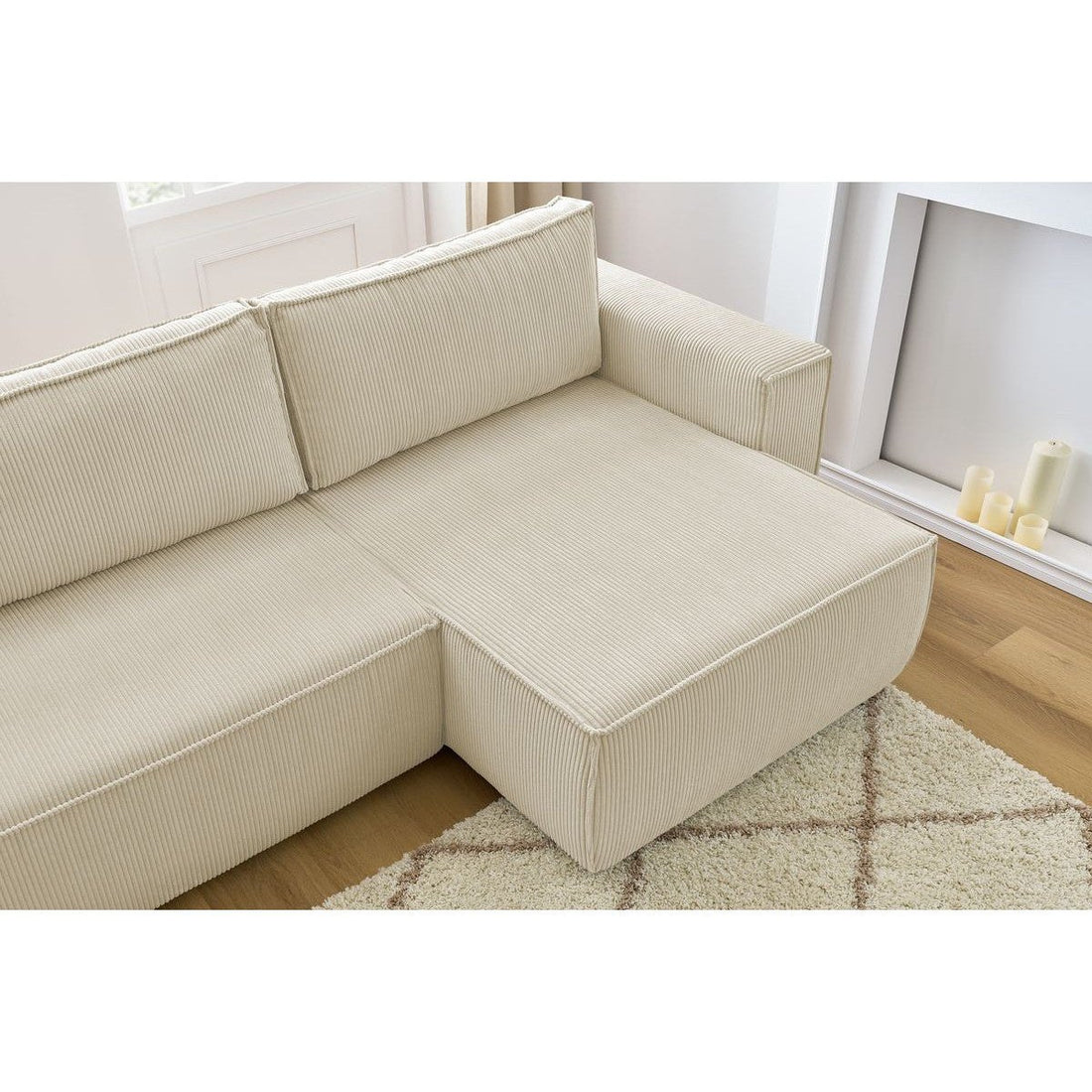 Convertible d'angle avec pouf Nihad - Bobochic