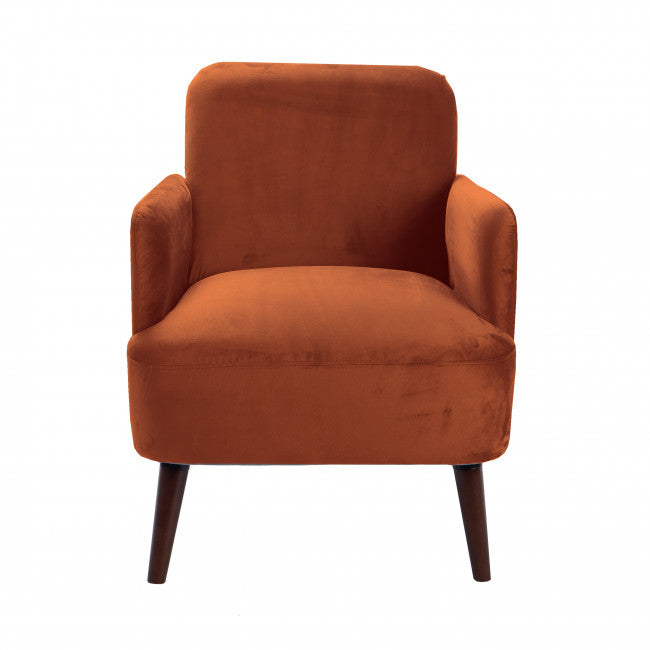Fauteuil velours pieds bois Brooks