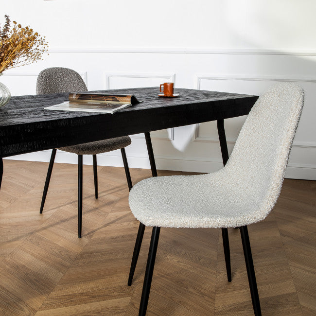 Chaise tissu bouclette et métal Vitikko