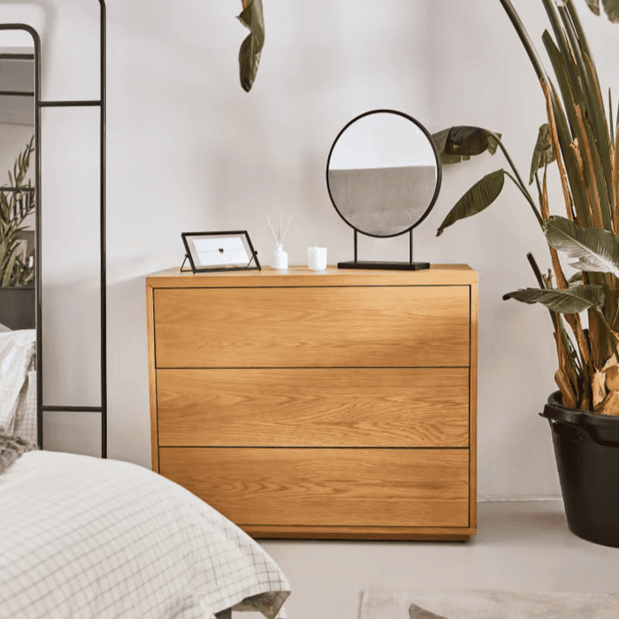 Commode 3 tiroirs placage chêne Lisboa