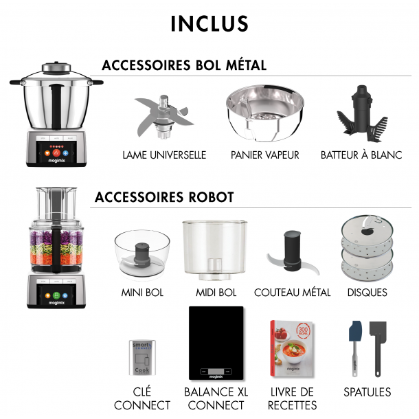 Robot cuiseur connecté multifonctions 11 en 1 bol inox 3,5 l